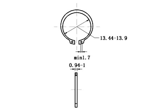 Phe Gài Trục Thép 65Mn DIN471 D15x1.0_drawing
