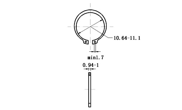 Phe Gài Trục Thép 65Mn DIN471 D12x1.0_drawing