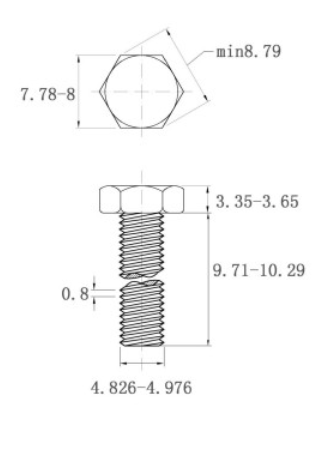 Bulong Đầu Lục Giác Inox 316 DIN933 M5x10_drawing